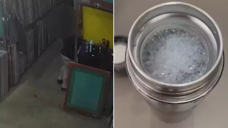 Brésilienne Femme Poisons Les collègues boivent après avoir discuté avec eux sur la promotion