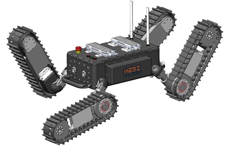 Le robot mobile Tready montré ici utilise l'approche modulaire de la robotique Hebi.